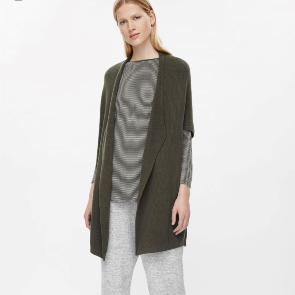 COS Long Wool Ribbed Knit Cardigan